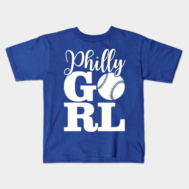 Philly Girl Baseball Philadelphia Home Town Pride Philly Jawn Kids T-Shirt by grendelfly73